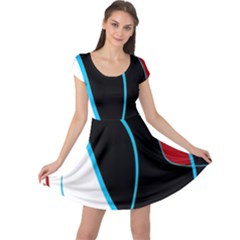 Blue, Red, Black And White Design Cap Sleeve Dresses by Valentinaart