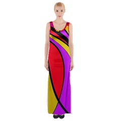 Colorful Lines Maxi Thigh Split Dress by Valentinaart