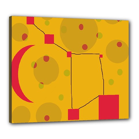 Yellow Abstract Sky Canvas 24  X 20  by Valentinaart