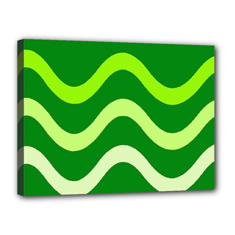 Green Waves Canvas 16  X 12  by Valentinaart