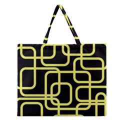 Yellow And Black Decorative Design Zipper Large Tote Bag by Valentinaart