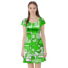 Green Decorative Abstraction  Short Sleeve Skater Dress by Valentinaart
