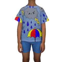 Rainy Day Kid s Short Sleeve Swimwear by Valentinaart