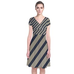 Decorative Elegant Lines Short Sleeve Front Wrap Dress by Valentinaart