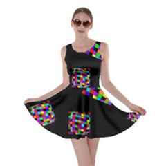 Flying  Colorful Cubes Skater Dress by Valentinaart