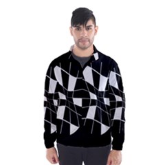 Black And White Abstract Flower Wind Breaker (men) by Valentinaart