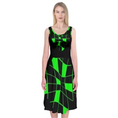 Green Abstract Flower Midi Sleeveless Dress by Valentinaart