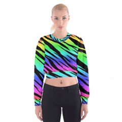 Rainbow Tiger Women s Cropped Sweatshirt by ArtistRoseanneJones
