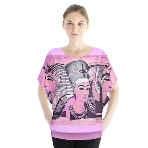 Egyptian Queens  Batwing Chiffon Blouse by DoniainArt