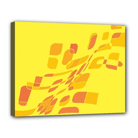Yellow Abstraction Canvas 14  X 11  by Valentinaart