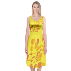 Yellow Abstraction Midi Sleeveless Dress by Valentinaart