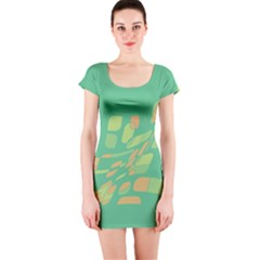 Green Abastraction Short Sleeve Bodycon Dress by Valentinaart