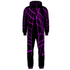Neon Purple Abstraction Hooded Jumpsuit (men)  by Valentinaart
