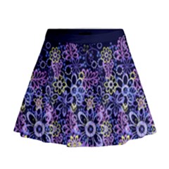 Night Flowers Mini Flare Skirt by olgart