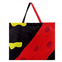 Red Abstraction Zipper Large Tote Bag by Valentinaart