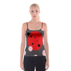 Red And Pink Dots Spaghetti Strap Top by Valentinaart