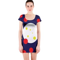 Abstract Moon Short Sleeve Bodycon Dress by Valentinaart