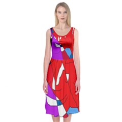 Colorful Abstraction Midi Sleeveless Dress by Valentinaart