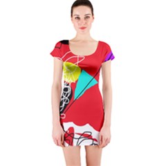 Colorful Abstraction Short Sleeve Bodycon Dress by Valentinaart