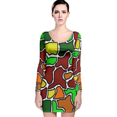 Africa Abstraction Long Sleeve Velvet Bodycon Dress by Valentinaart