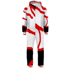Red, Black And White Design Hooded Jumpsuit (men)  by Valentinaart
