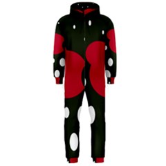 Red, Black And White Abstraction Hooded Jumpsuit (men)  by Valentinaart