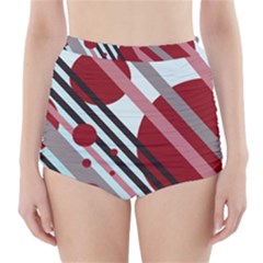 Colorful Lines And Circles High-waisted Bikini Bottoms by Valentinaart