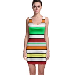 Green, Orange And Yellow Lines Sleeveless Bodycon Dress by Valentinaart