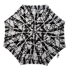 Black And White Abstract Design Hook Handle Umbrellas (large) by Valentinaart