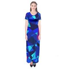 Blue Broken Glass Short Sleeve Maxi Dress by Valentinaart