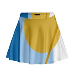 Blue And Yellow Abstract Design Mini Flare Skirt