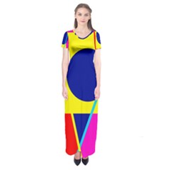 Colorful Geometric Design Short Sleeve Maxi Dress by Valentinaart