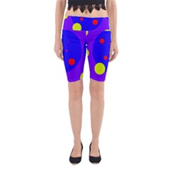 Purple And Yellow Dots Yoga Cropped Leggings by Valentinaart