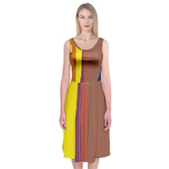 Colorful Lines Midi Sleeveless Dress by Valentinaart