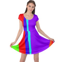 Colorful Decorative Lines Cap Sleeve Dresses by Valentinaart