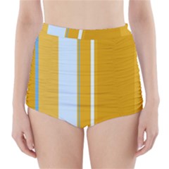 Yellow Elegant Lines High-waisted Bikini Bottoms by Valentinaart