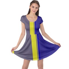 Blue And Yellow Lines Cap Sleeve Dresses by Valentinaart