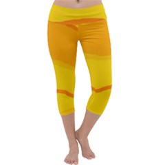 Yellow Decorative Design Capri Yoga Leggings by Valentinaart