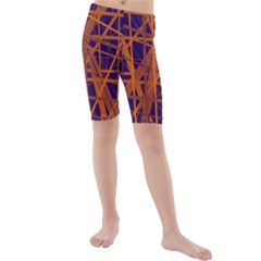 Blue And Orange Pattern Kid s Mid Length Swim Shorts by Valentinaart