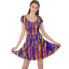 Orange, Blue And Yellow Pattern Cap Sleeve Dresses by Valentinaart