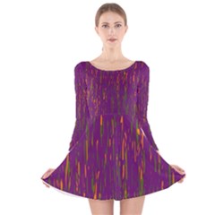 Purple Pattern Long Sleeve Velvet Skater Dress by Valentinaart