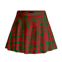 Green And Red Pattern Mini Flare Skirt by Valentinaart