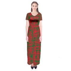 Green And Red Pattern Short Sleeve Maxi Dress by Valentinaart