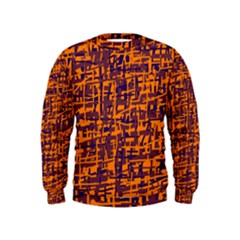 Orange And Blue Pattern Kids  Sweatshirt by Valentinaart