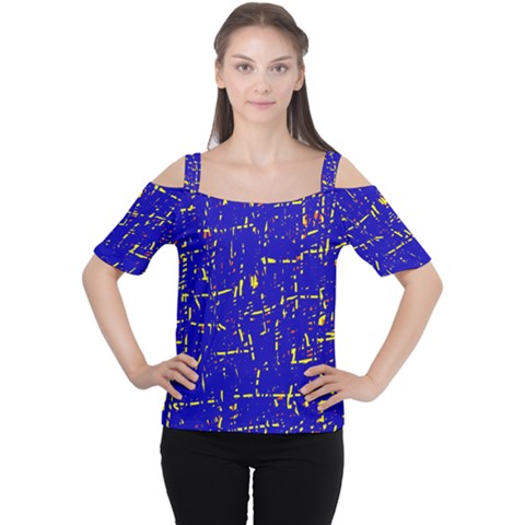 Blue Pattern Women s Cutout Shoulder Tee by Valentinaart
