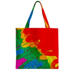 Colorful Abstract Design Zipper Grocery Tote Bag by Valentinaart