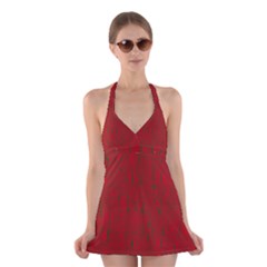 Red Pattern Halter Swimsuit Dress by Valentinaart