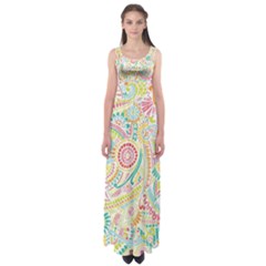 Hippie Flowers Pattern, Pink Blue Green, Zz0101 Empire Waist Maxi Dress by Zandiepants