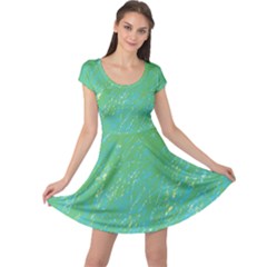 Green Pattern Cap Sleeve Dresses by Valentinaart