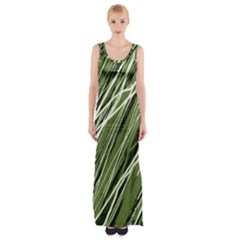 Green Decorative Pattern Maxi Thigh Split Dress by Valentinaart